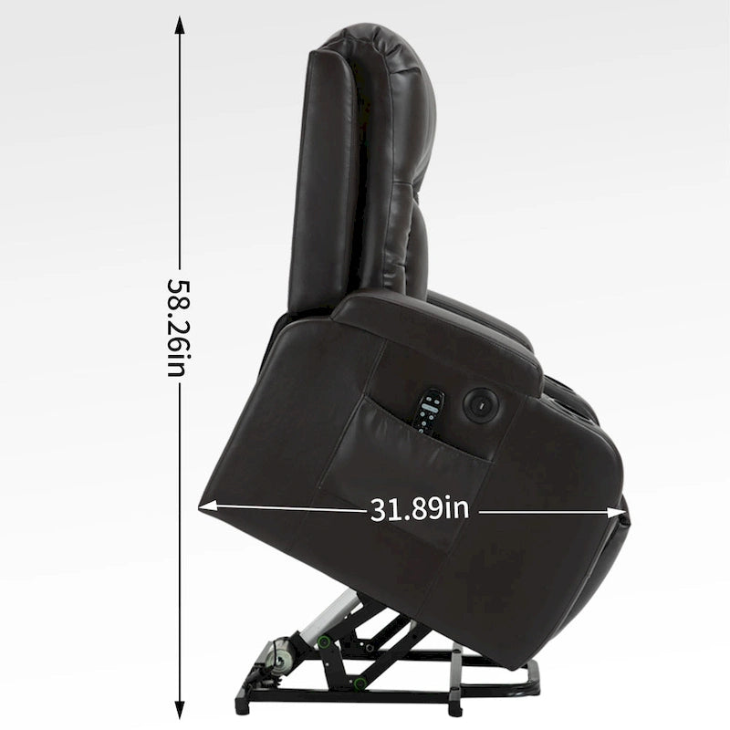 Fauteuil releveur électrique avec massage, chaleur lombaire et recharge USB