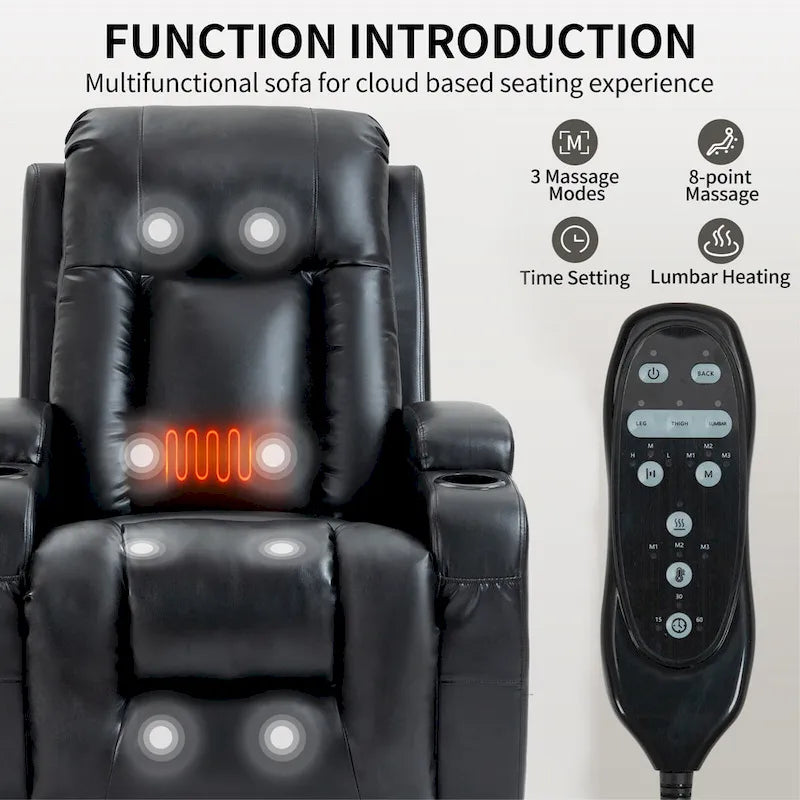 Elektrischer Aufstehsessel mit Massage, Wärme im Lendenbereich und USB-Ladefunktion