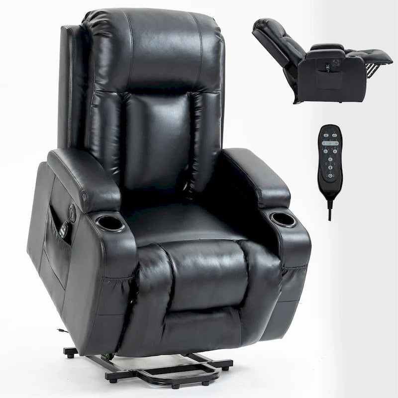 Elektrischer Aufstehsessel mit Massage, Wärme im Lendenbereich und USB-Ladefunktion