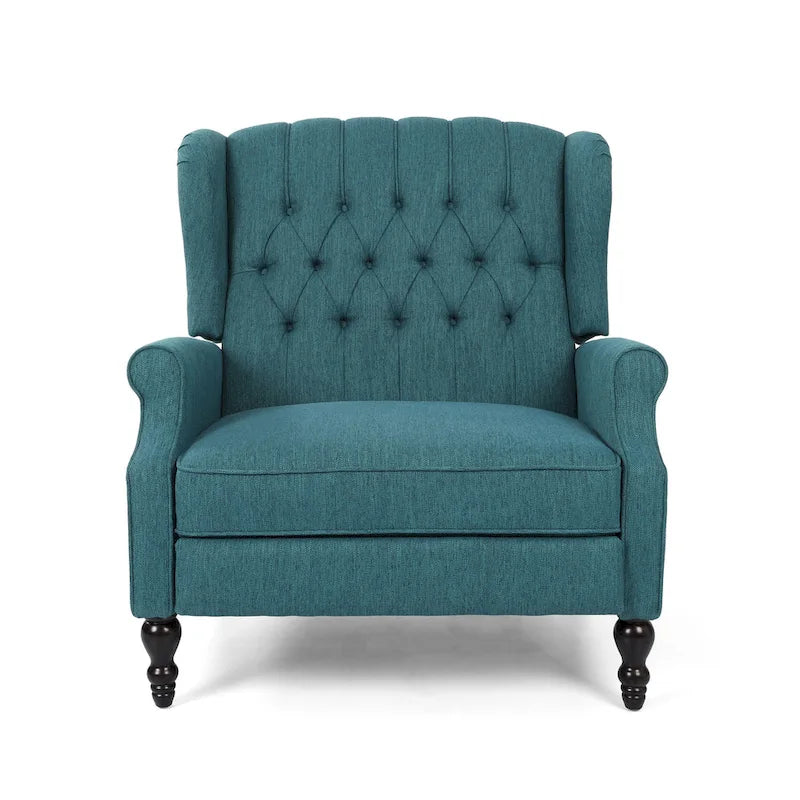 Gestoffeerde wingback-relaxfauteuil met terugverende rugleuning en nagelkopafwerking