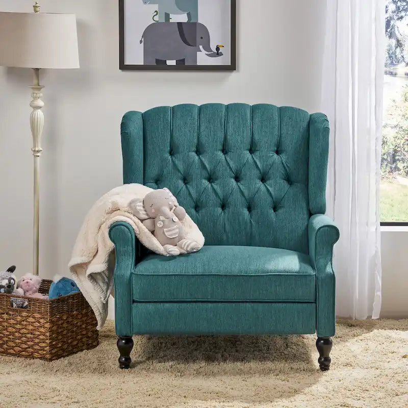 Gestoffeerde wingback-relaxfauteuil met terugverende rugleuning en nagelkopafwerking
