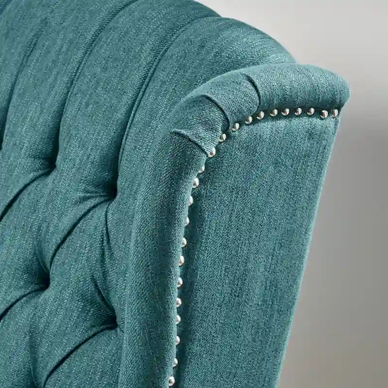 Gestoffeerde wingback-relaxfauteuil met terugverende rugleuning en nagelkopafwerking