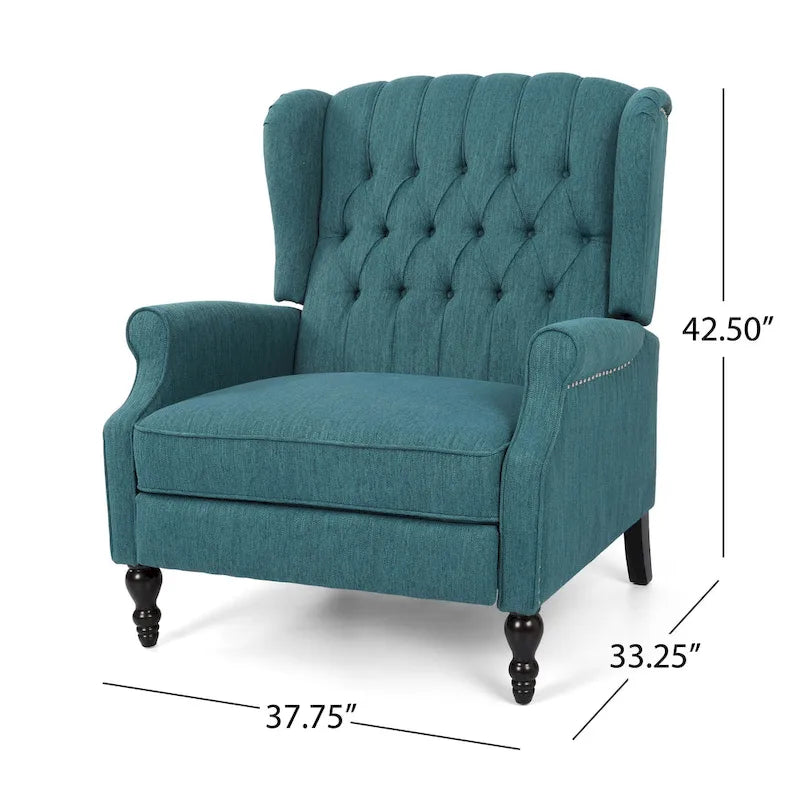 Gestoffeerde wingback-relaxfauteuil met terugverende rugleuning en nagelkopafwerking
