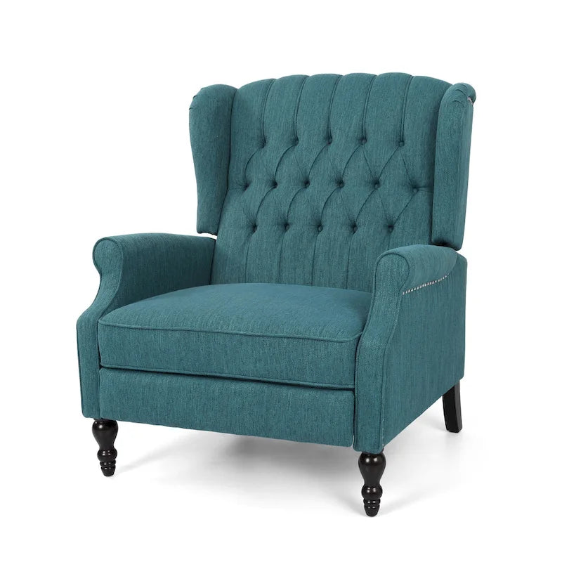 Gestoffeerde wingback-relaxfauteuil met terugverende rugleuning en nagelkopafwerking