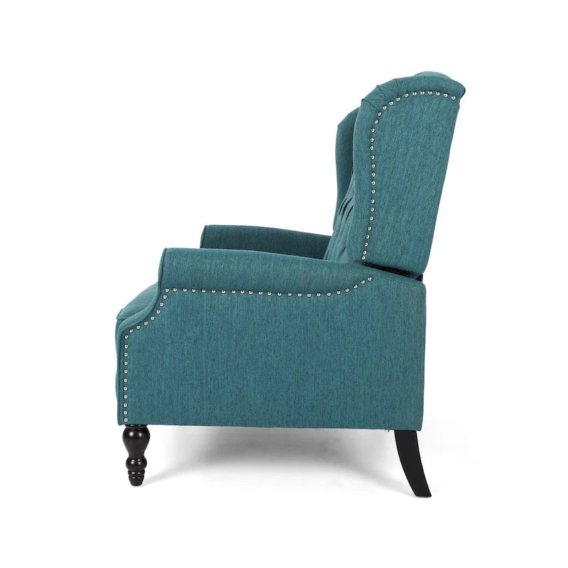 Gestoffeerde wingback-relaxfauteuil met terugverende rugleuning en nagelkopafwerking