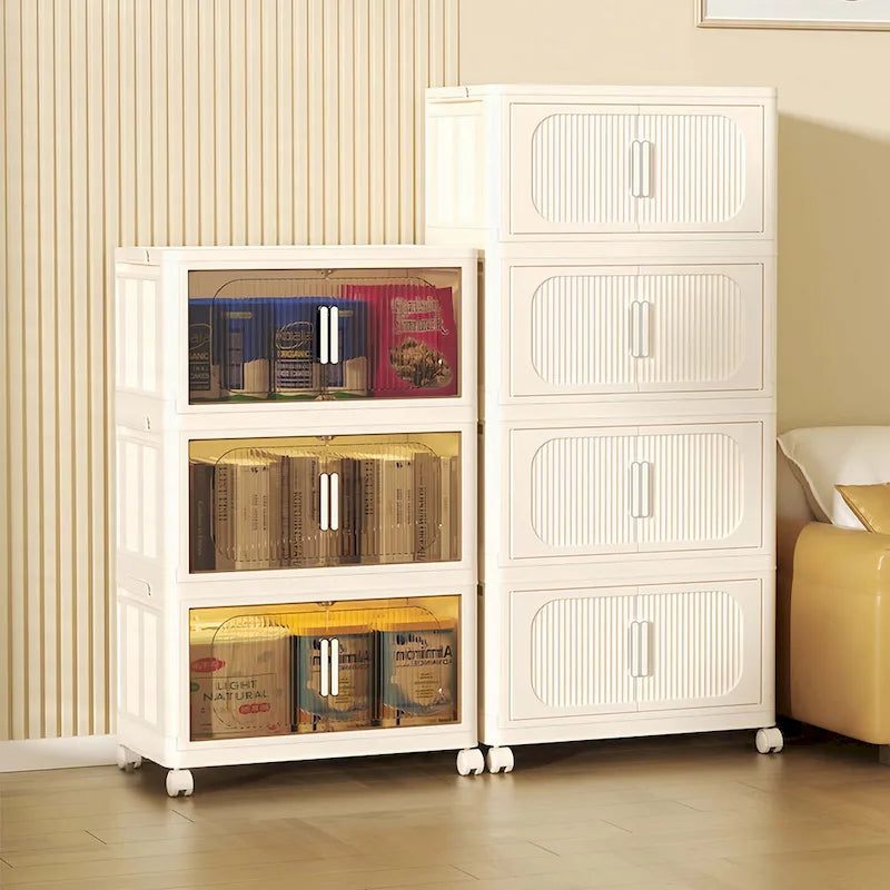 Foldable Multi-Tier Storage Cabinet with Wheels