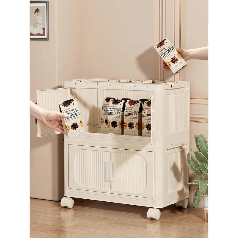 Foldable Multi-Tier Storage Cabinet with Wheels