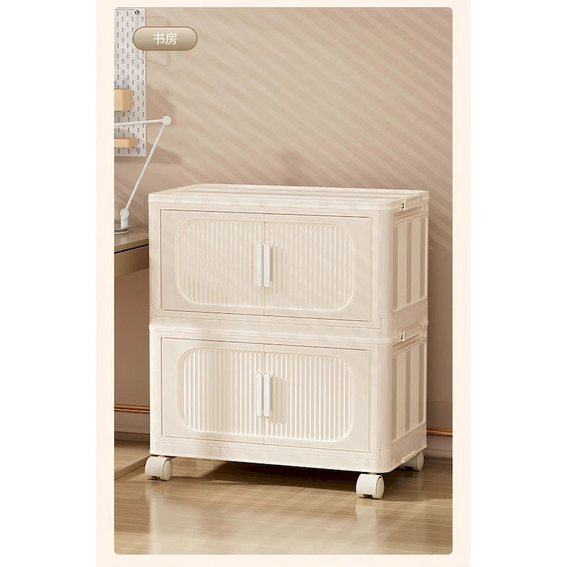 Foldable Multi-Tier Storage Cabinet with Wheels