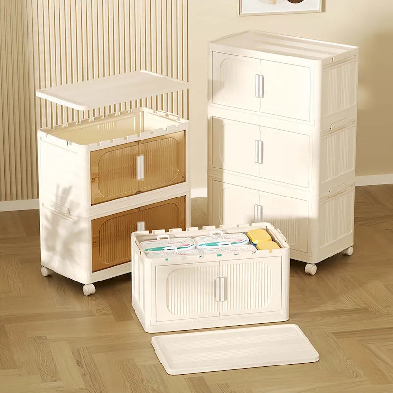 Foldable Multi-Tier Storage Cabinet with Wheels