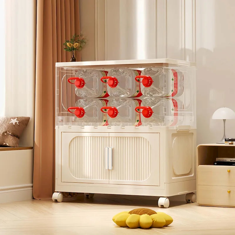 Foldable Multi-Tier Storage Cabinet with Wheels