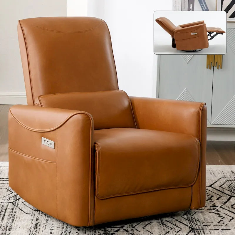 Fauteuil inclinable électrique pivotant et berçant avec rotation à 270°, ports de charge USB et Type-C