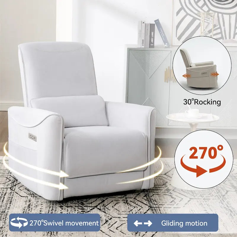 Elektrischer drehbarer Gleitsessel mit 270°-Drehung, USB- und Typ-C-Ladeanschlüssen