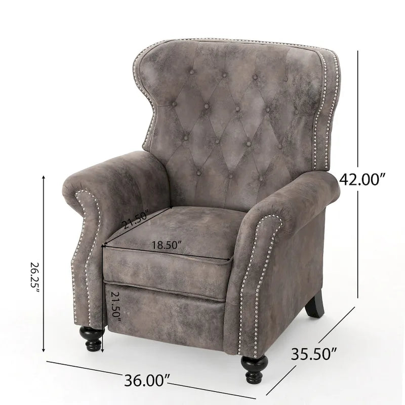 Fauteuil club inclinable à dossier réglable en microfibre capitonnée