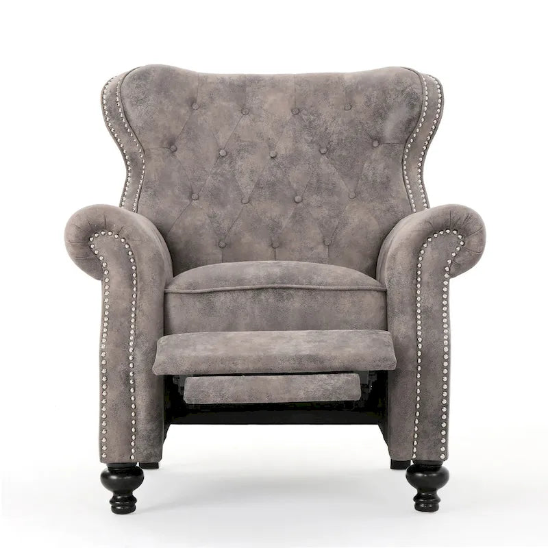 Fauteuil club inclinable à dossier réglable en microfibre capitonnée