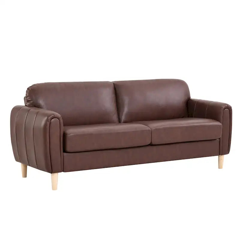 Stationary Fabric Sofa with Pocket Coil Cushions & Channel-Tufted Arms