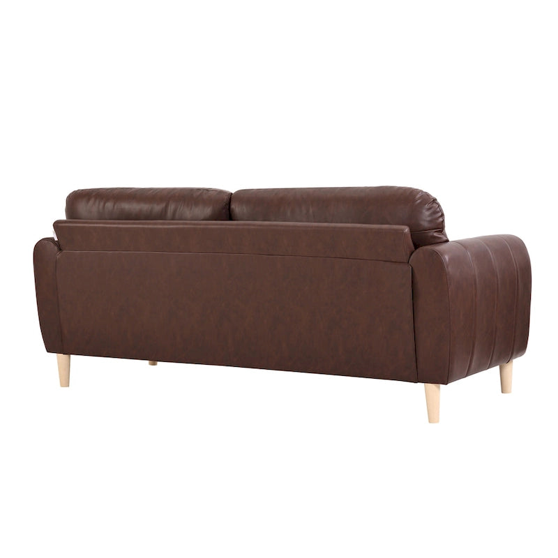 Stationary Fabric Sofa with Pocket Coil Cushions & Channel-Tufted Arms