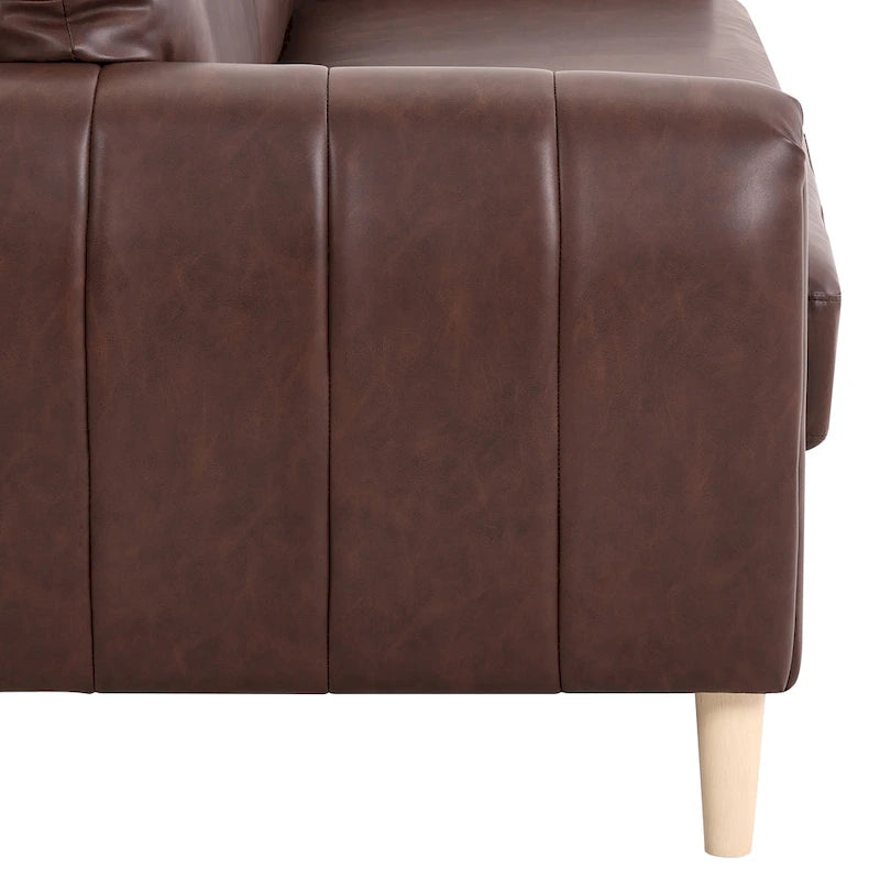 Stationary Fabric Sofa with Pocket Coil Cushions & Channel-Tufted Arms