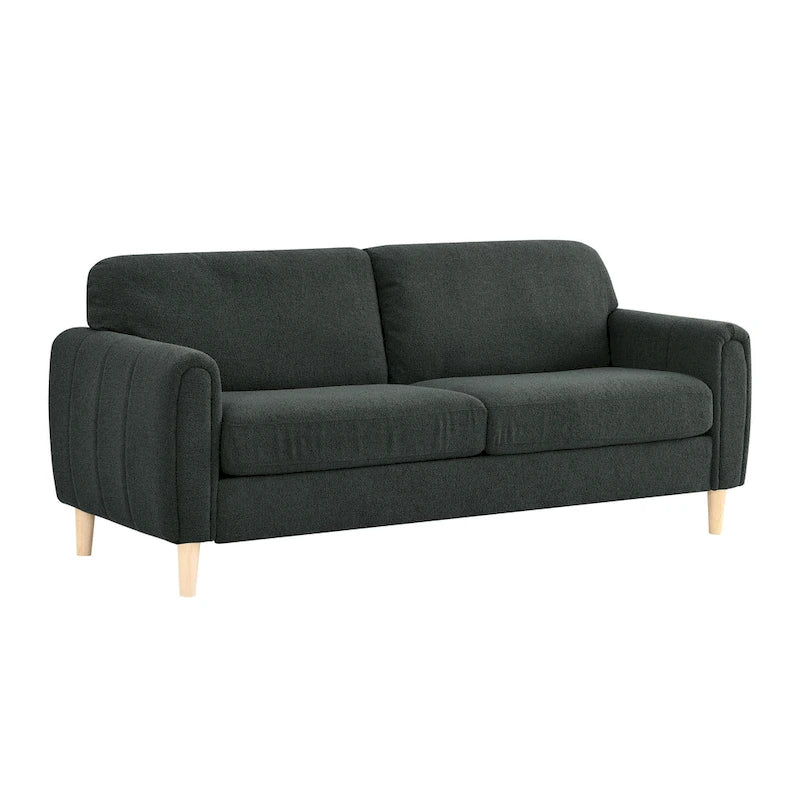 Stationary Fabric Sofa with Pocket Coil Cushions & Channel-Tufted Arms