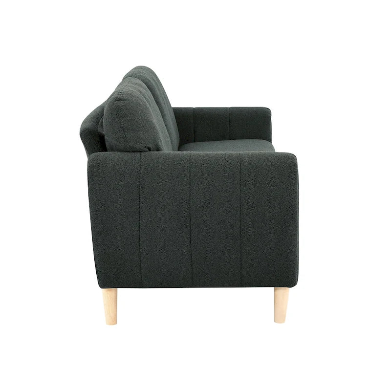 Stationary Fabric Sofa with Pocket Coil Cushions & Channel-Tufted Arms