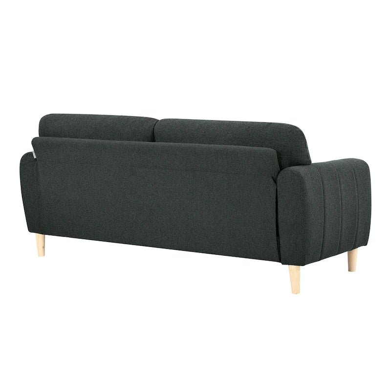 Stationary Fabric Sofa with Pocket Coil Cushions & Channel-Tufted Arms