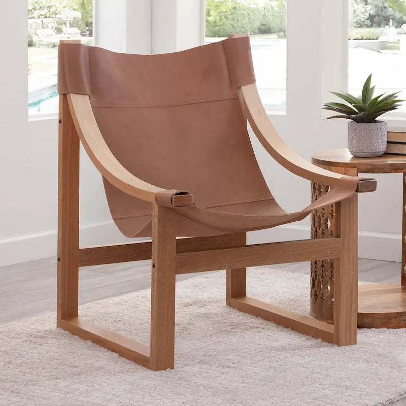 Leather Sling Accent Chair