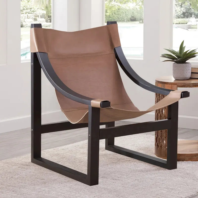 Leather Sling Accent Chair