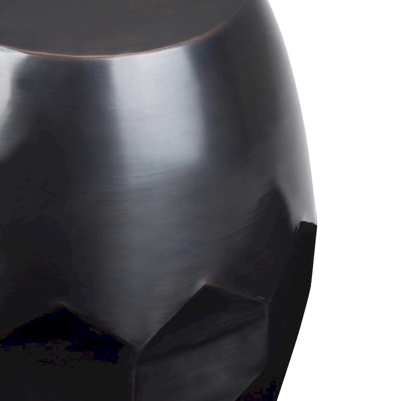Drum Shape Metal Accent Side Table with Honeycomb Design