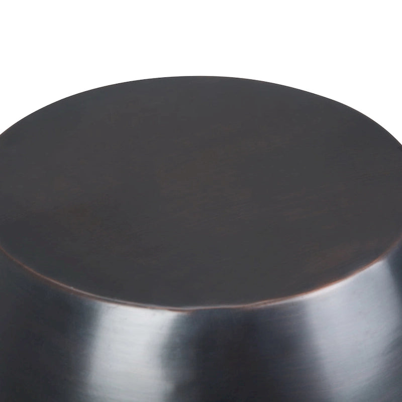 Drum Shape Metal Accent Side Table with Honeycomb Design