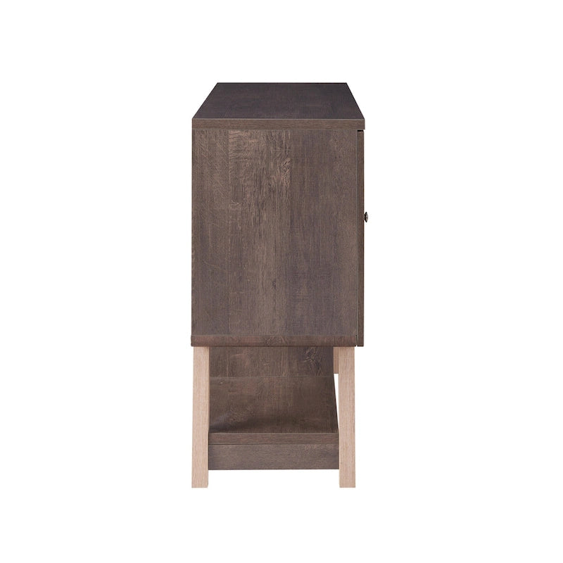 Credenza moderna di metà secolo con portabottiglie e portabicchieri da vino