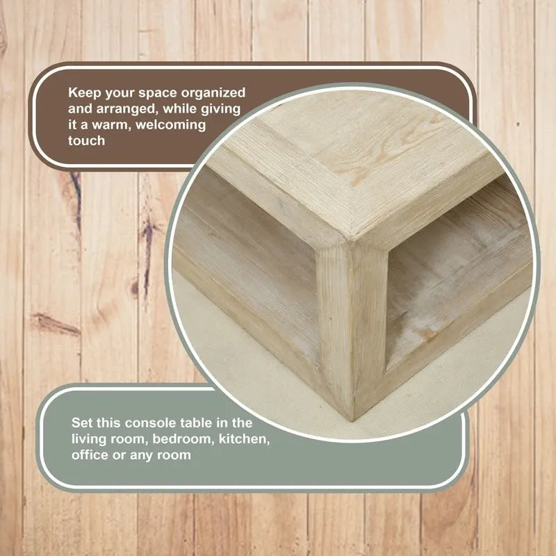 Quadratischer handgefertigter Couchtisch aus recyceltem Kiefernholz mit verwittert-weißem Finish