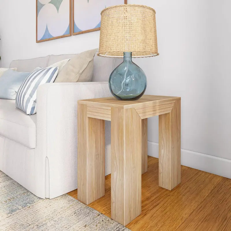 Modern Rectangular Solid Wood Side Table