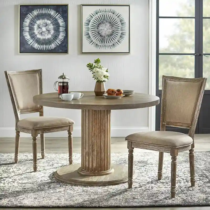 Round Pedestal Dining Table with Reclaimed Wood Finish
