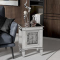 Table d'appoint avec miroir et horloge intégrée — argent antique