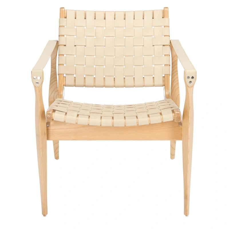 Woven Leather Accent Chair