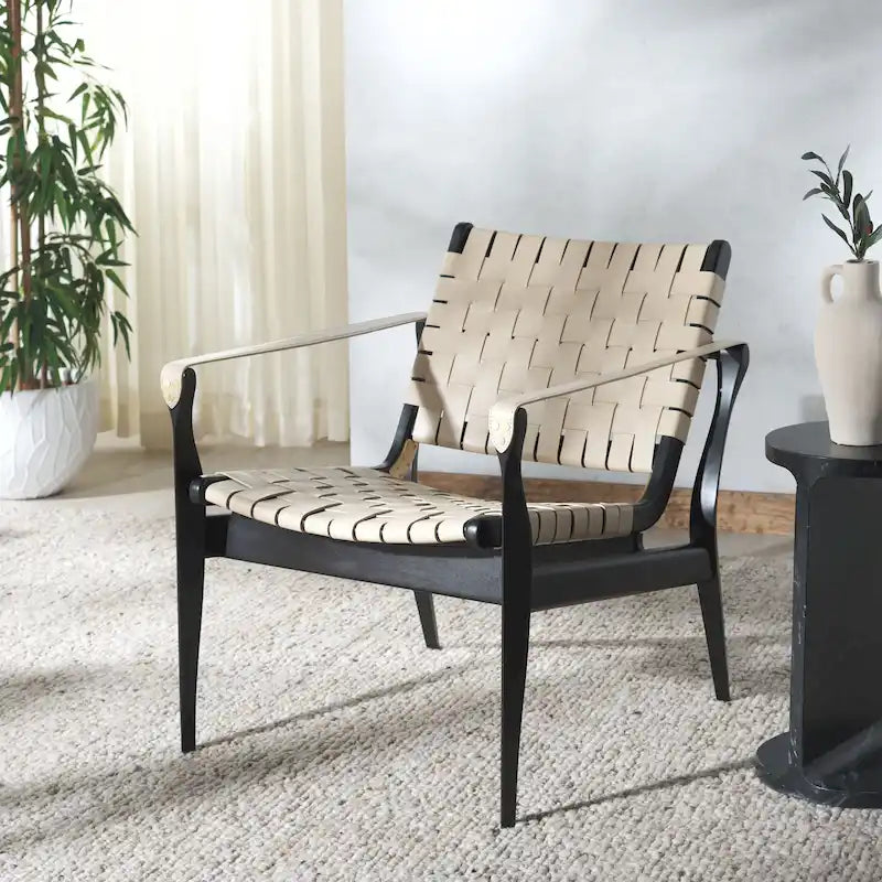 Woven Leather Accent Chair