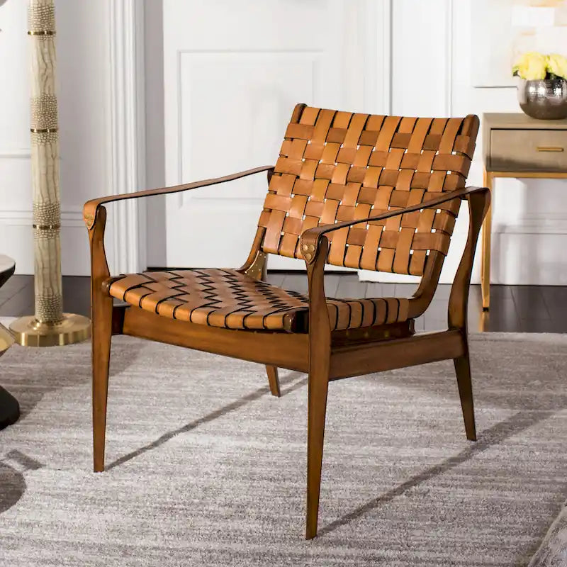 Sessel aus geflochtenem Leder