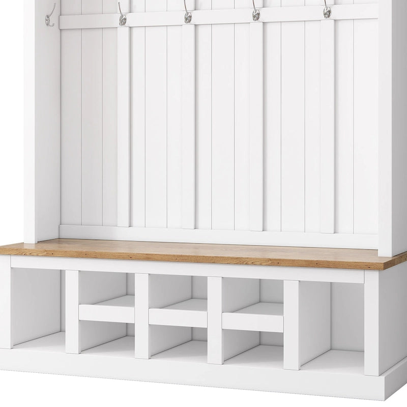 3-in-1 halmeubel voor de hal met schoenenopbergruimte met 13 vakken, bankje en 6 haken