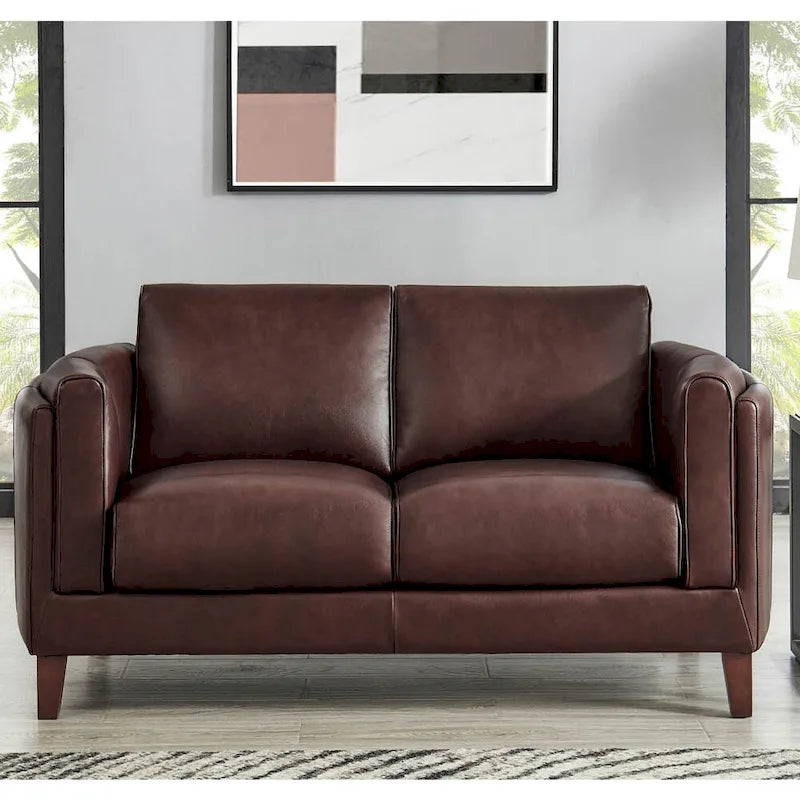 Loveseat aus hochwertigem Leder mit Federfüllung, Memory-Schaum und Federn