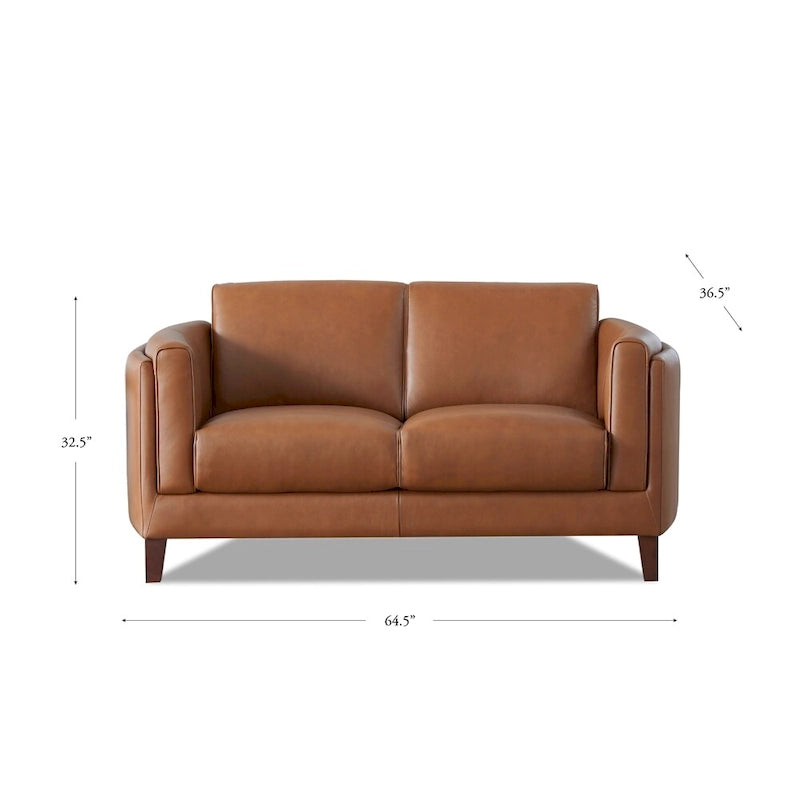 Loveseat aus hochwertigem Leder mit Federfüllung, Memory-Schaum und Federn
