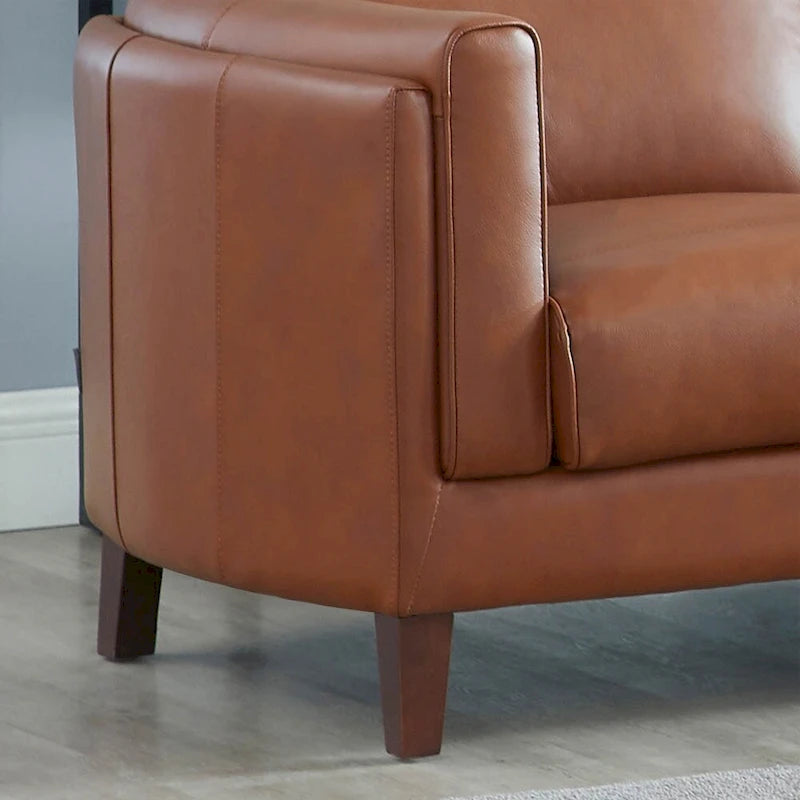 Loveseat aus hochwertigem Leder mit Federfüllung, Memory-Schaum und Federn
