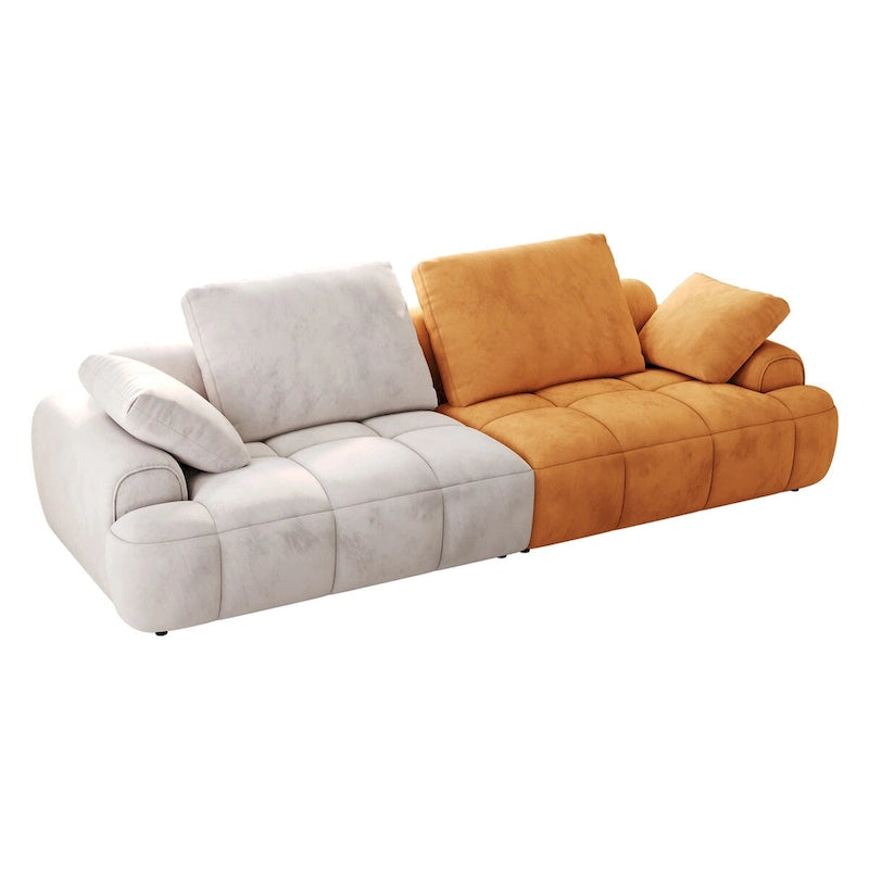 Übergroßes Wildledersofa mit Kontrastfarbendesign und 4 Kissen