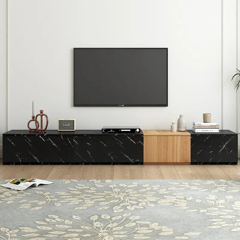 TV Stand with 4 Drawers & Faux Marble Top