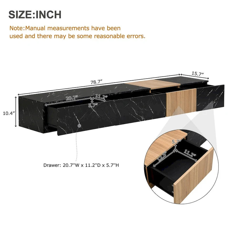 TV Stand with 4 Drawers & Faux Marble Top