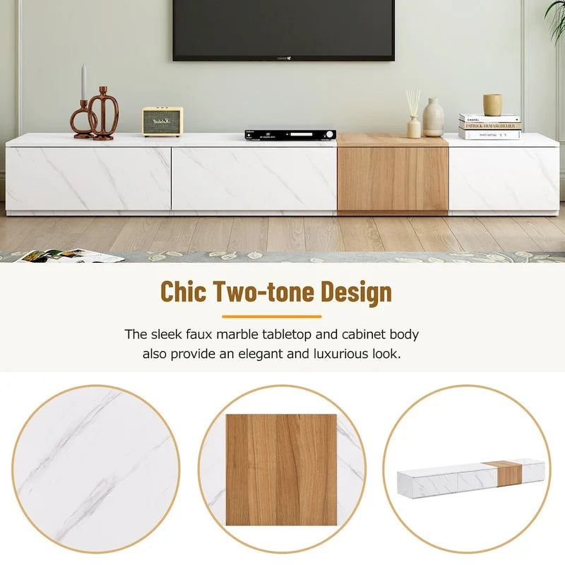 TV Stand with 4 Drawers & Faux Marble Top