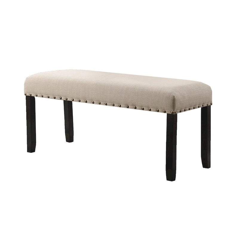Upholstered Dining Bench with Nailhead Trim & Solid Wood Legs