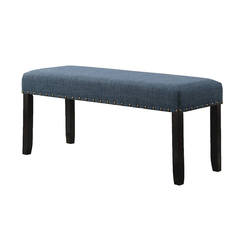 Upholstered Dining Bench with Nailhead Trim & Solid Wood Legs