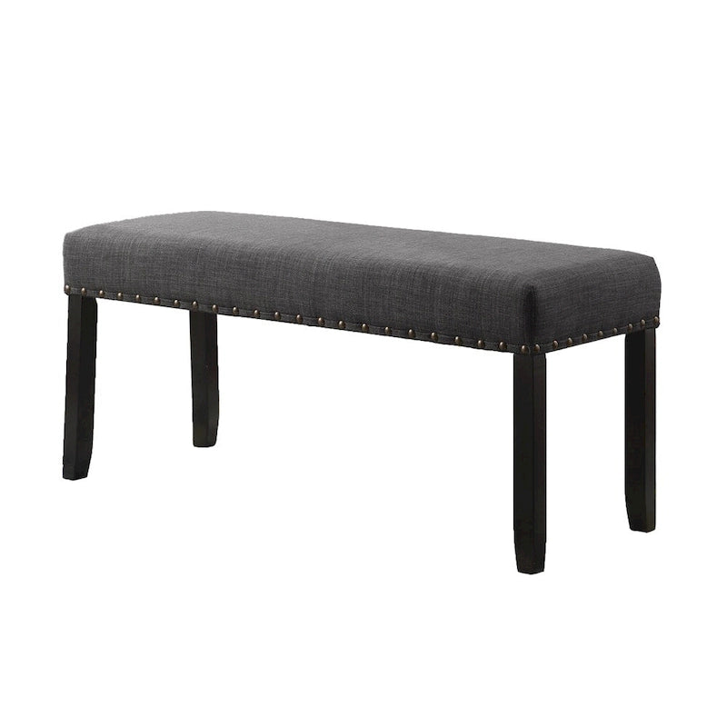 Upholstered Dining Bench with Nailhead Trim & Solid Wood Legs
