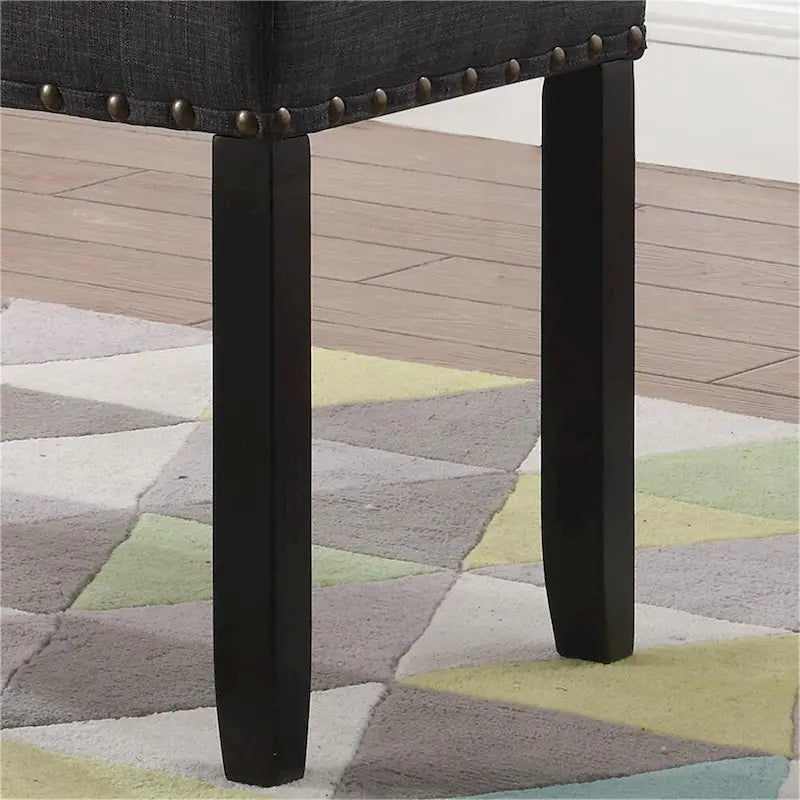 Upholstered Dining Bench with Nailhead Trim & Solid Wood Legs