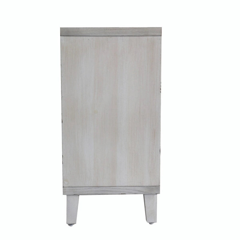 Sideboard-Buffetschrank mit 4 Türen und Lamellenfront — Naturholz-Lasur