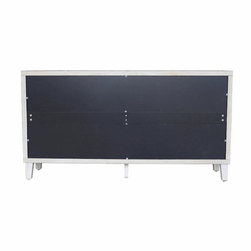 Sideboard-Buffetschrank mit 4 Türen und Lamellenfront — Naturholz-Lasur